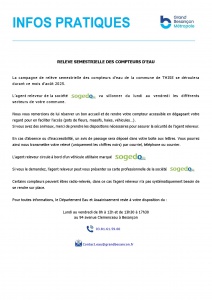 Relève semestriel des compteurs d\'eau 