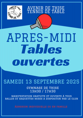 Après-midi Tables Ouvertes Tennis de table